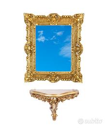 Mensola + Specchio 45x37 cm stile barocco vari col