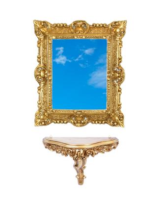 Mensola + Specchio 45x37 cm stile barocco vari col