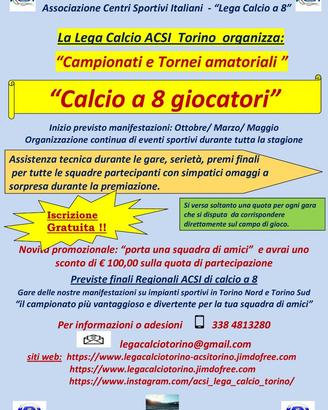 Campionati e Tornei amatoriali di calcio a 8