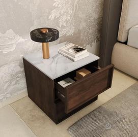 Coppia Comodini legno effetto Marmo  - Deghi Sh