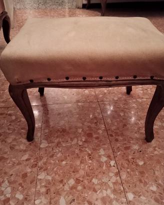 Poggiapiedi Vintage in legno e tessuto 