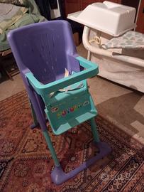 lettino, materasso, box, fasciatoio e  seggiolino 