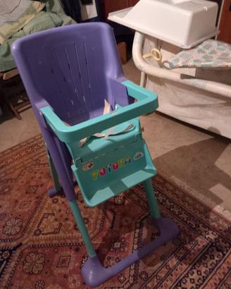 lettino, materasso, box, fasciatoio e  seggiolino 