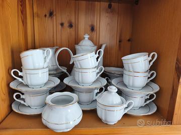 Servizio Caffè Vintage Porcellana Cannellata e Oro