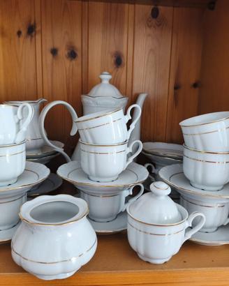 Servizio Caffè Vintage Porcellana Cannellata e Oro