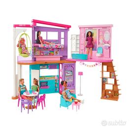 Barbie casa malibu, 2 piani, 6 stanze, altalena 