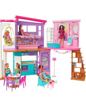 Barbie casa malibu, 2 piani, 6 stanze, altalena 