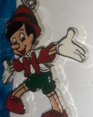 Portachiave in metallo di Pinocchio cuore italiano