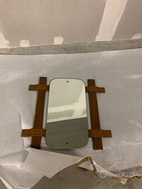 Specchio design anni 70 legno curvo