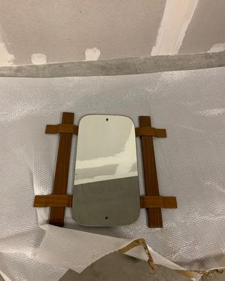 Specchio design anni 70 legno curvo