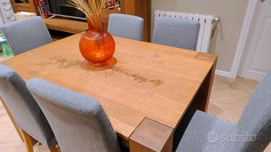 Tavolo legno massello 6 posti estensibile+6 sedie