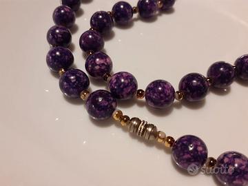 Collana di perle marmorizzate viola - VINTAGE