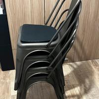 4 sedie impilabili metallo industrial con cuscino