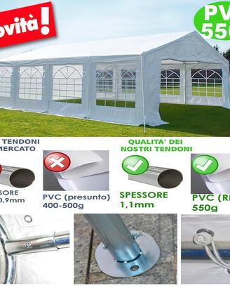 Tendone feste gazebo 3x4 PVC IGNIFUGO e  laterali