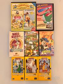9 Videocassette VHS di cartoni animati per bambini