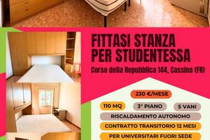 Stanza studentessa Corso della Repubblica Cassino