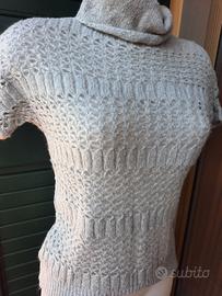 maglione tricot filo grigio e argento medaglia