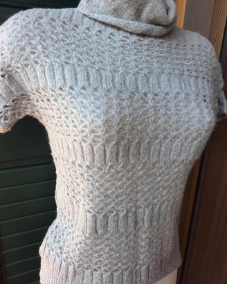 maglione tricot filo grigio e argento medaglia