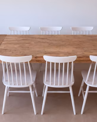 Tavolo massello acacia 190/240x90 + 8 sedie faggio