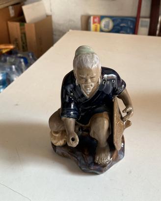 Statuetta cinese vintage Mudman pescatore saggio c