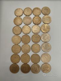  Lotto 28 monete 200 Lire Italiane  1977 19927