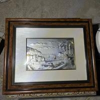 Quadro con cornice in radica di noce