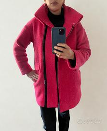 Cappotto rosa fucsia effetro lana cotta Promod