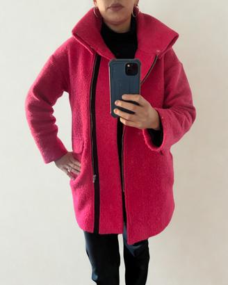 Cappotto rosa fucsia effetro lana cotta Promod