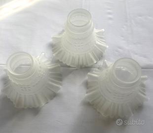 Set 3 Paralumi Vintage Vetro Satinato Bianco 