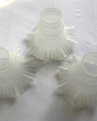 Set 3 Paralumi Vintage Vetro Satinato Bianco 