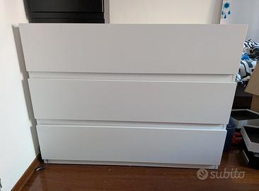 Cassettiera bianca 3 cassetti