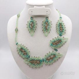 Collana Orecchini Vintage Art Nouveau foglie