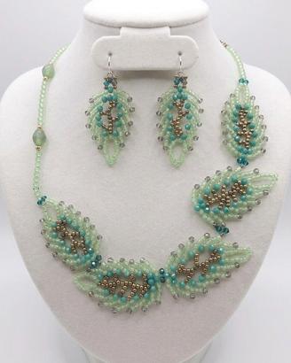 Collana Orecchini Vintage Art Nouveau foglie