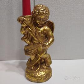 Angelo  oro portacandela alto 21 cm in ceramica