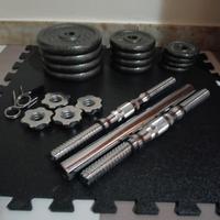 Set manubri cromati con pesi e fermacollo