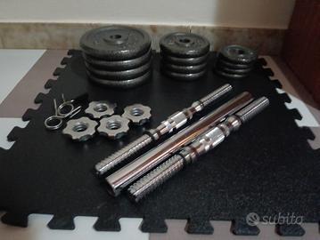 Set manubri cromati con pesi e fermacollo