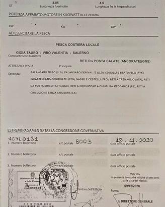 Licenza di pesca con barca in resina