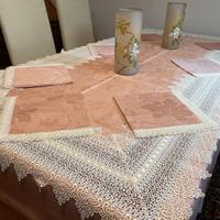 Tovaglia in fiandra di lino, pizzo Macramè
