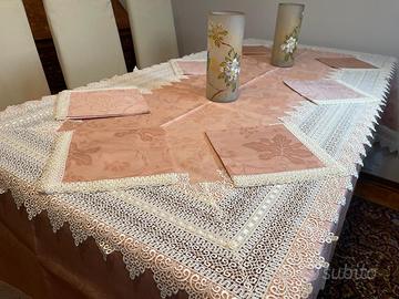Tovaglia in fiandra di lino, pizzo Macramè