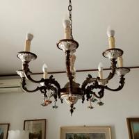 Lampadari vintage in legno e ceramica 