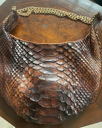Borsa Vintage APE REGINA in Vero Pitone Marrone