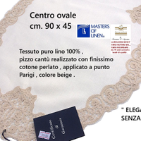 Centrotavola ricamo a mano lino cantù CM. 90 X 45