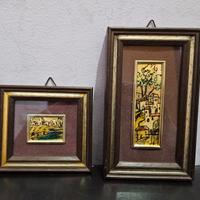 2 Quadretti Foglia Oro Lavorati a Mano