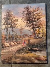 Quadro olio su tela Enrico Girardi paesaggio 