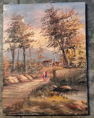 Quadro olio su tela Enrico Girardi paesaggio 