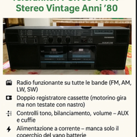Stereo Radio Registratore a Cassette Vintage