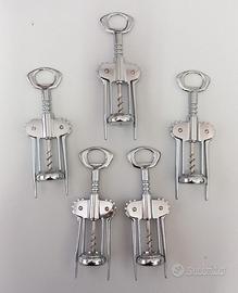 Serie 5 pz cavatappi a leva cromati FGB