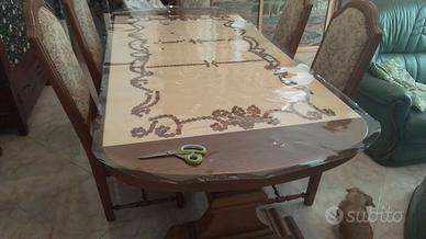 Tavolo allung. Massello rovere con mosaico in vere