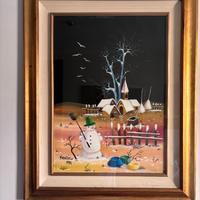 Quadro moderno con cornice dorata di qualità