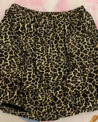 gonna a balze leopardata con elastico in vita